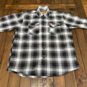 Dixxon Flannel Co Arthur Black White Plaid Bamboo Shirt Mens Large L Long Sleeve
